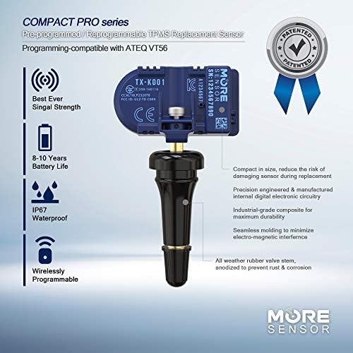 Moresensor Series Compact 433MHz TPMS חיישן לחץ צמיג | תואם ל- 2021+ GM Select Models 13593957 13533166 - ידני